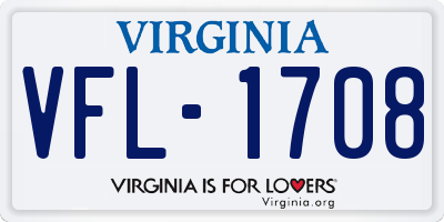 VA license plate VFL1708