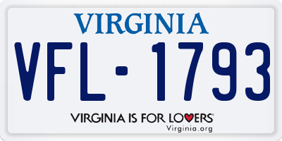 VA license plate VFL1793