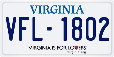 VA license plate VFL1802