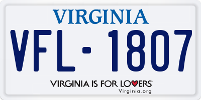 VA license plate VFL1807
