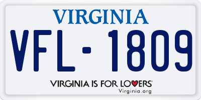 VA license plate VFL1809