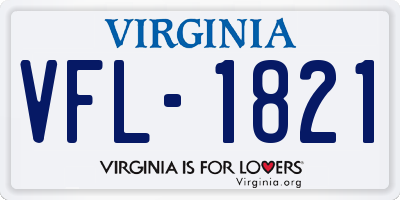 VA license plate VFL1821