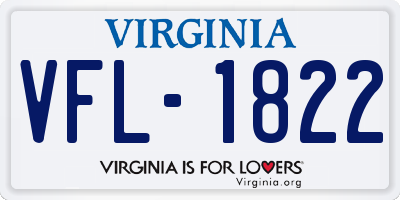 VA license plate VFL1822