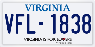 VA license plate VFL1838