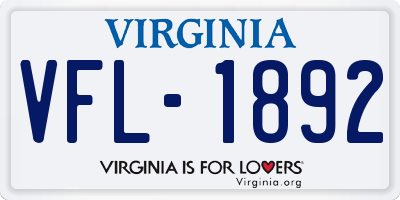 VA license plate VFL1892