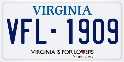VA license plate VFL1909