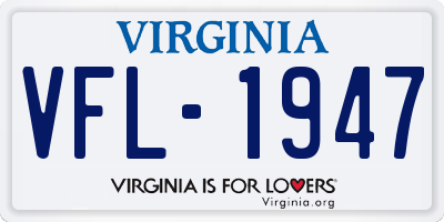 VA license plate VFL1947