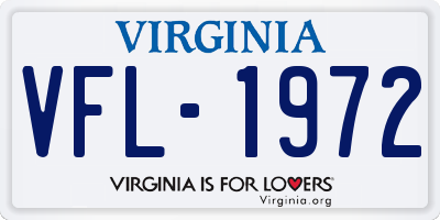 VA license plate VFL1972