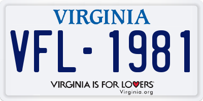 VA license plate VFL1981