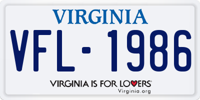 VA license plate VFL1986