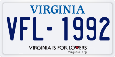 VA license plate VFL1992
