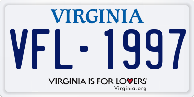 VA license plate VFL1997
