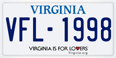 VA license plate VFL1998