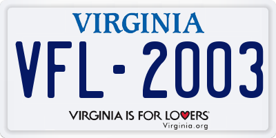 VA license plate VFL2003