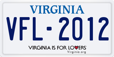 VA license plate VFL2012