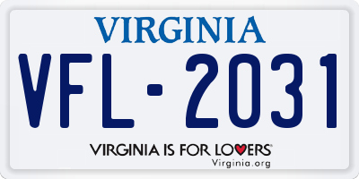 VA license plate VFL2031