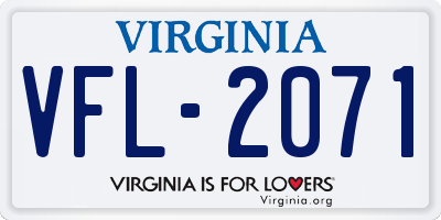 VA license plate VFL2071
