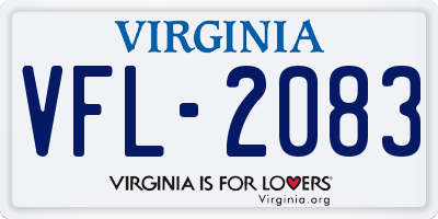 VA license plate VFL2083