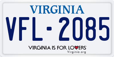 VA license plate VFL2085
