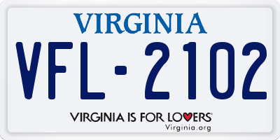 VA license plate VFL2102