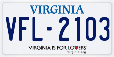 VA license plate VFL2103