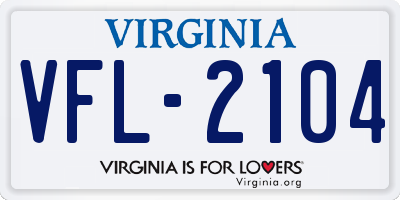 VA license plate VFL2104