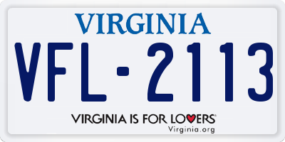 VA license plate VFL2113