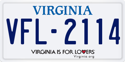 VA license plate VFL2114