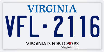 VA license plate VFL2116