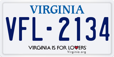 VA license plate VFL2134