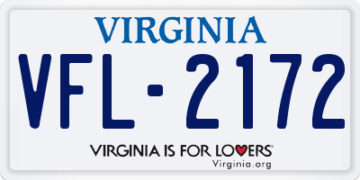 VA license plate VFL2172