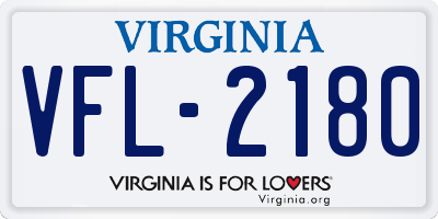 VA license plate VFL2180