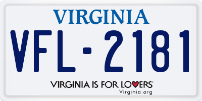 VA license plate VFL2181