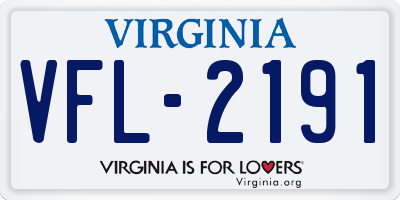 VA license plate VFL2191