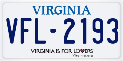 VA license plate VFL2193