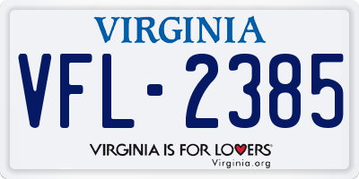 VA license plate VFL2385