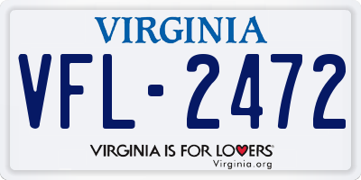 VA license plate VFL2472