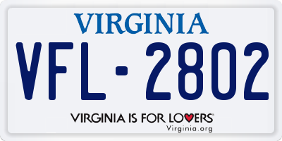 VA license plate VFL2802