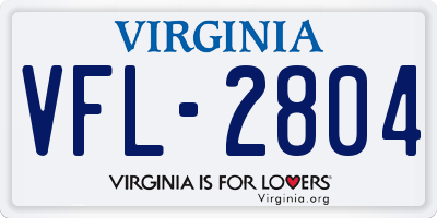 VA license plate VFL2804