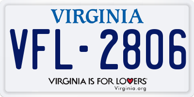 VA license plate VFL2806