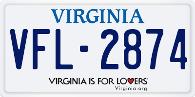 VA license plate VFL2874