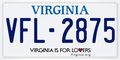 VA license plate VFL2875