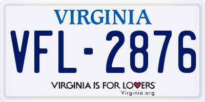VA license plate VFL2876