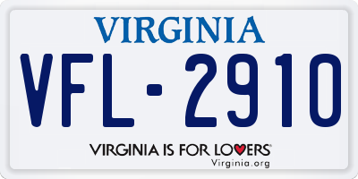 VA license plate VFL2910