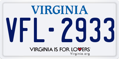 VA license plate VFL2933