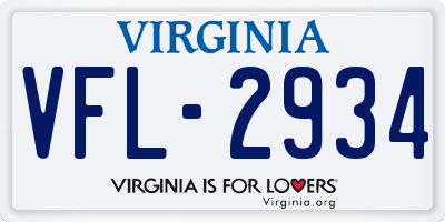 VA license plate VFL2934