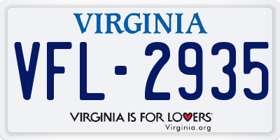 VA license plate VFL2935