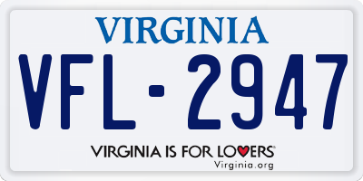 VA license plate VFL2947