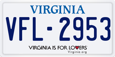 VA license plate VFL2953