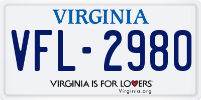 VA license plate VFL2980